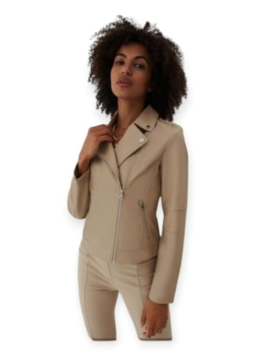 Geaca dama, piele ecologica, bej, L INTL