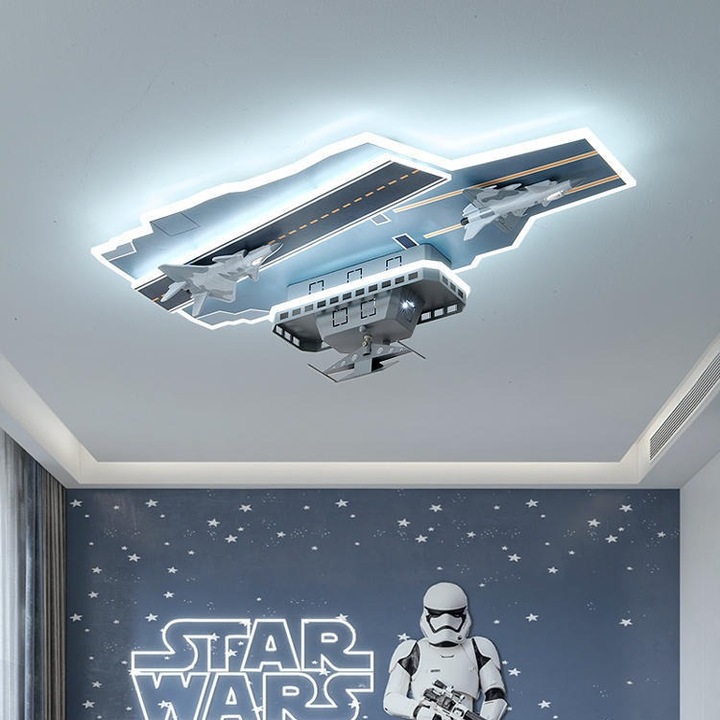 LED полилей "Самолетоносач", Alessandro DESIGN, 128W, 75X37X22 см, студена/топла/неутрална светлина, радар, може да се върти, сребрист