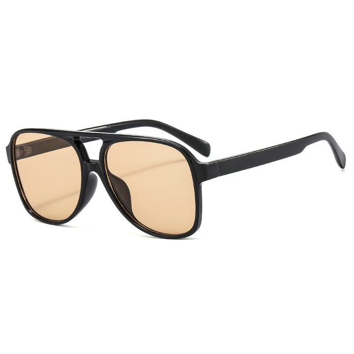 Sunglasses (98061) - UV Protection, for Women and Men - Black / Light Tea