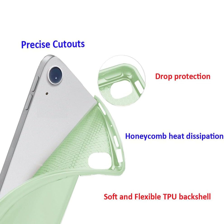 Husa tableta pentru Samsung Galaxy Tab A9 8.7", VIENOD®, TPU Smart Cover, functie de suport, Verde Matcha