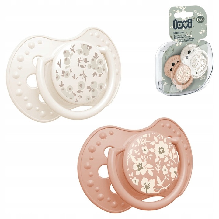 Комплект силиконови залъгалки, Lovi, модел Blossom Ivory, хипоалергенни, многоцветни, 2 броя