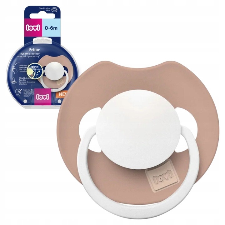 Залъгалка Lovi, изработена от хипоалергенен медицински силикон, анатомична форма, многоцветна, за деца 0-6 месеца, 1 бр.