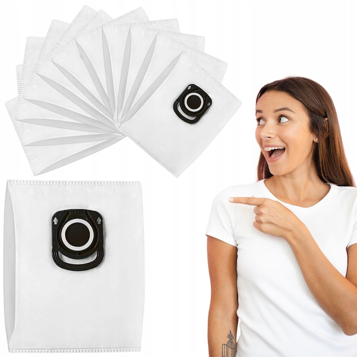 Set de 12 saci pentru aspirator Rowenta X-Trem Power Hygiene+, microfibra sintetică, filtrare HEPA H10, 280x205mm