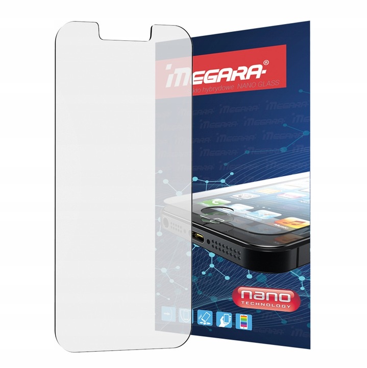 Sticla hibrida de protectie Megara pentru iPhone 16e, elastica, rezistenta, transparenta, 1 bucata