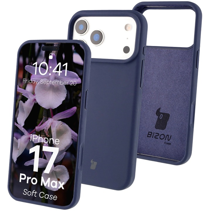 Калъф, Bizon Soft Case за iPhone 17 Pro Max, Тъмно Синьо