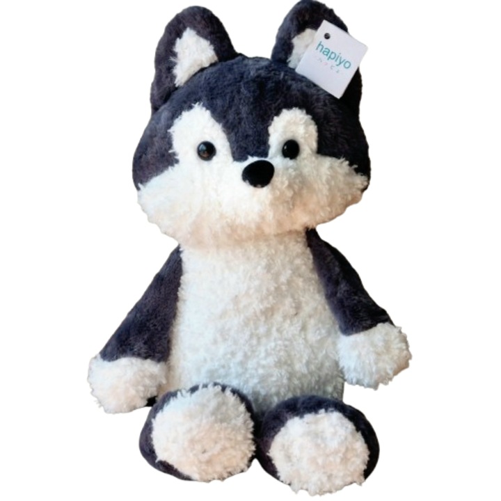 Jucarie de plus, caine Husky, gri, 50x20x20cm, set de imbratisat