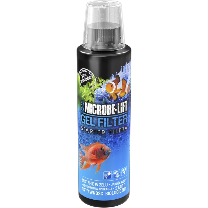 Gel filtrant Microbe-Lift 236ml, stabilizare mediu acvariu, activare biologica, 2,5 milioane bacterii/ml