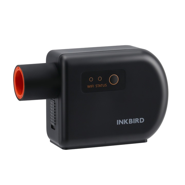 Цифров термометър за грил INKBIRD, ISC-027BW, Wi-Fi и Bluetooth, автоматичен контрол на вентилатора, 4 сонди, черен, 23x10x10см