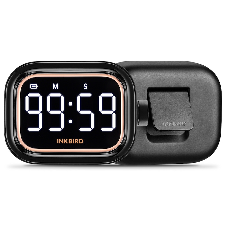 Дигитален кухненски таймер, INKBIRD, IDT-02, презареждаем, аларма, черен, 13x9x6см