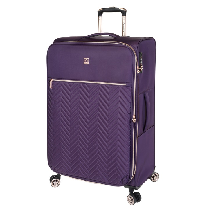 Diplomat Monaco Nagy bőrönd, bővíthető, 78x48x31/36 cm, +25% kapacitás, lopásgátló cipzár, feladott poggyász, poliészter, lila