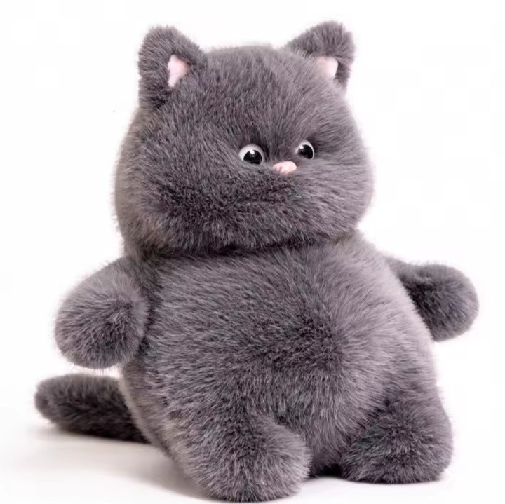 Jucarie de plus, pisica gri, 35x35x20cm, poliester