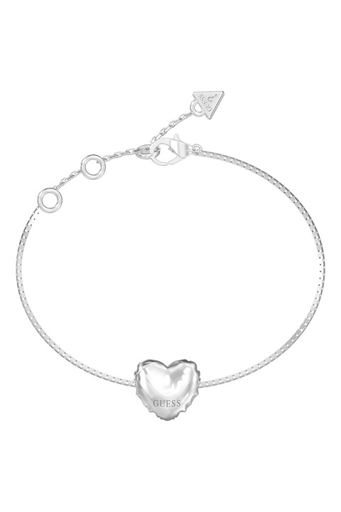 GUESS, Bratara din otel cu logo inima, Argintiu