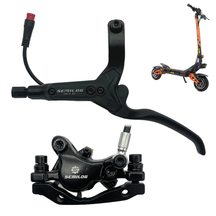 Set manete frână stânga/etrier hidraulic spate, Inoparts, pentru trotineta electrica KuKirin G3 PRO, negru, nou, 2 pini