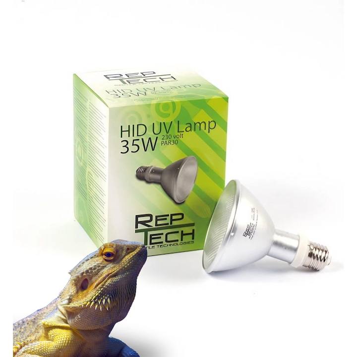 Reptech HID 35W UVA UVB метал-халогенна лампа с UVI тестер, E27, комплект