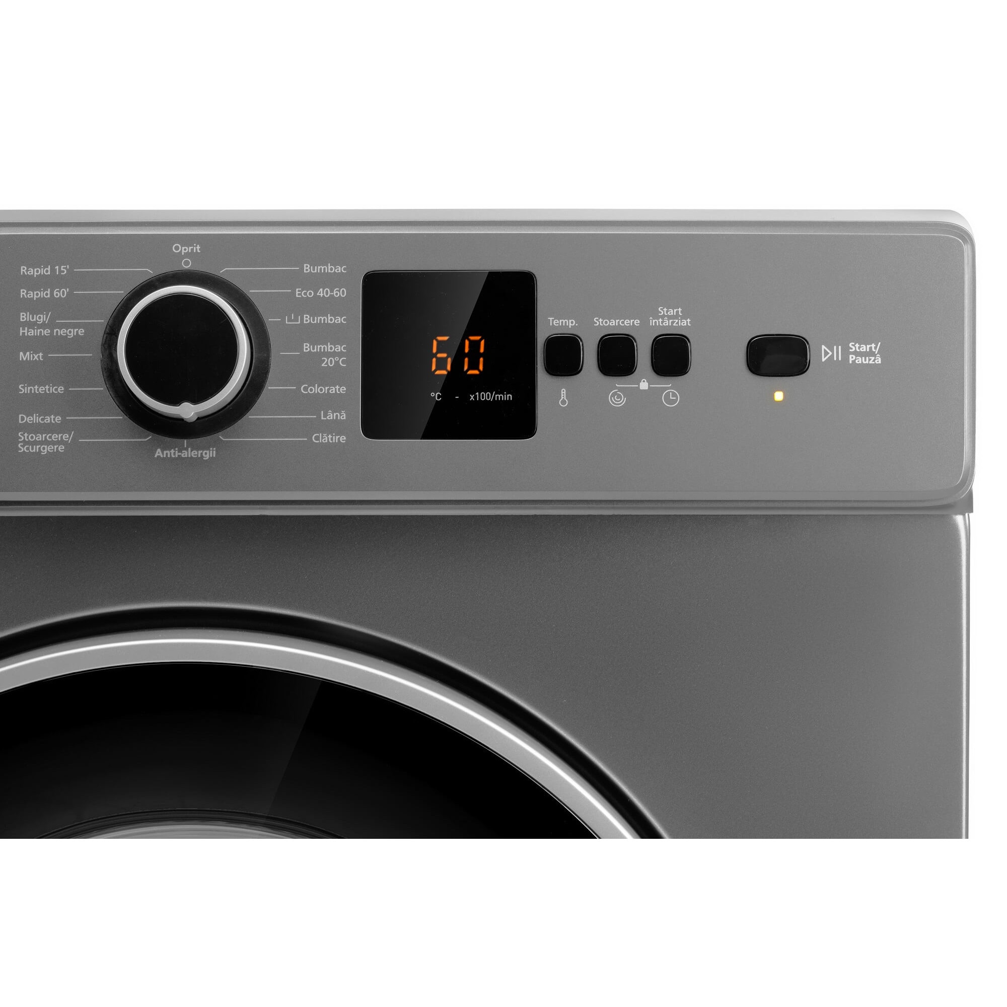 Masina de spalat rufe LDK Higeea 712DDS, 7 Kg, Clasa D, 1200 rpm, 15 programe, Anti-Alergic, Amanare pornire, Display LED, Argintiu