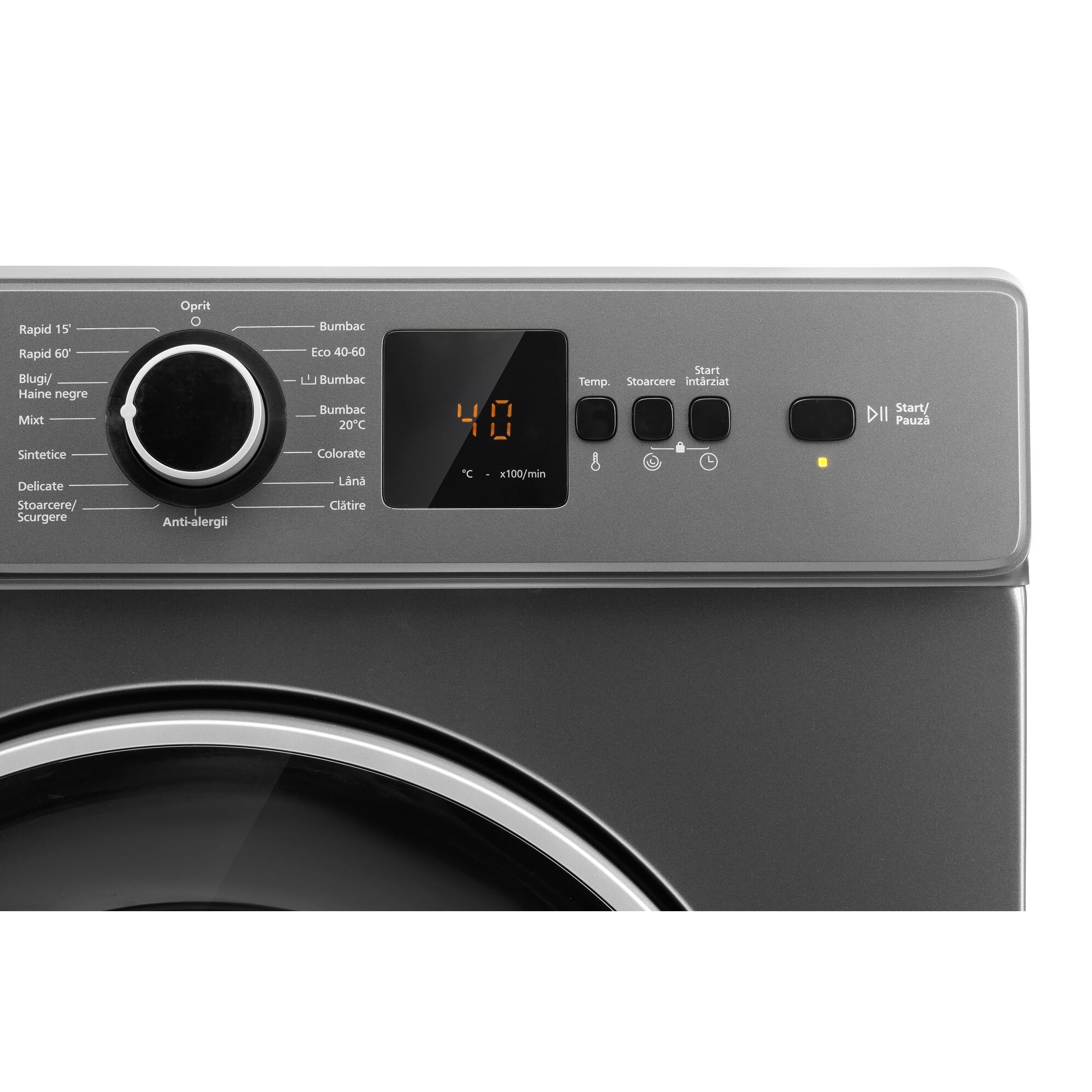 Masina de spalat rufe LDK Higeea 812DDS, 8 Kg, Clasa D, 1200 rpm, 15 programe, Anti-Alergic, Amanare pornire, Display LED, Argintiu