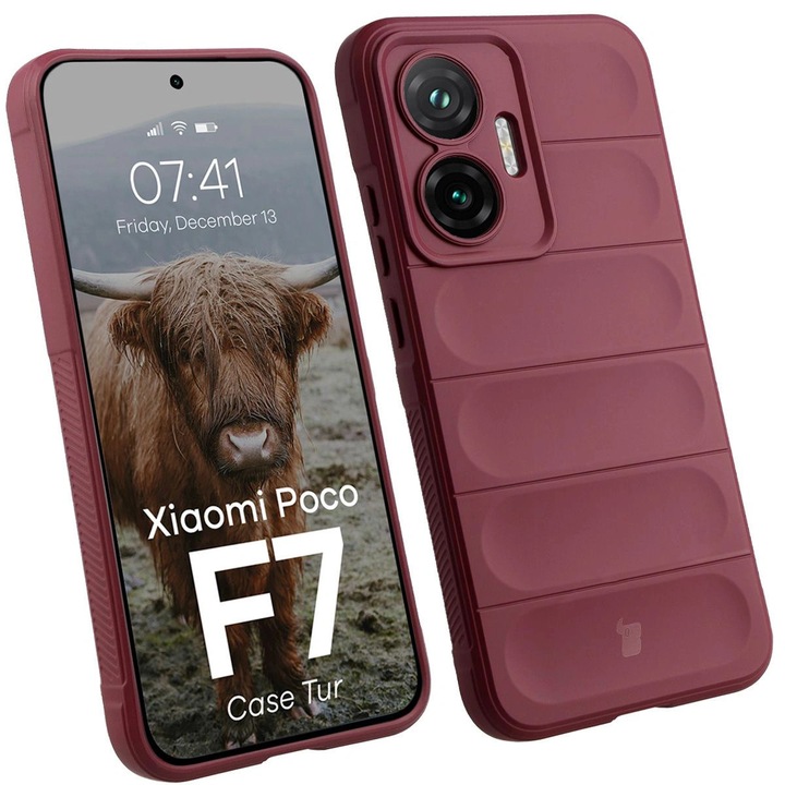 Husa Bizon Case Tur pentru Xiaomi POCO F7, Rosu inchis