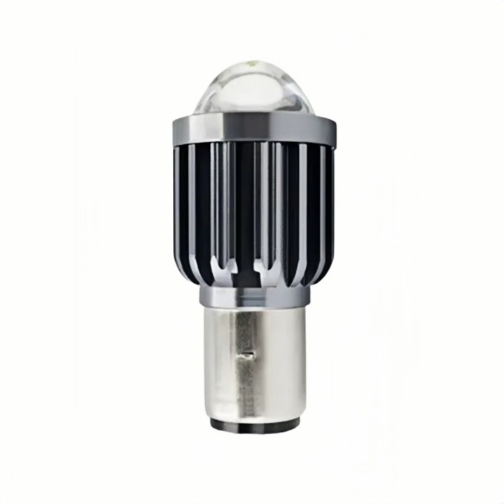 Bec LED far motocicleta 12W alb 6000K BA20D 7x3cm