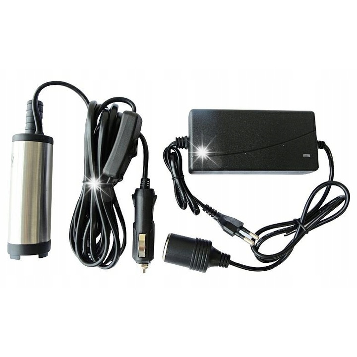 Потопяема помпа Carcommerce 12V/230V за изпомпване на вода, масло и дизел, 20W, 12-15 л/мин, 16мм, 145мм