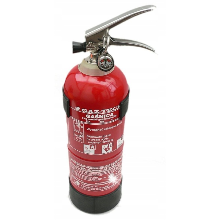 Пожарогасител прахов 2кг с манометър, тип GP-2X ABC, GW-2X ABF, комплект за автомобил