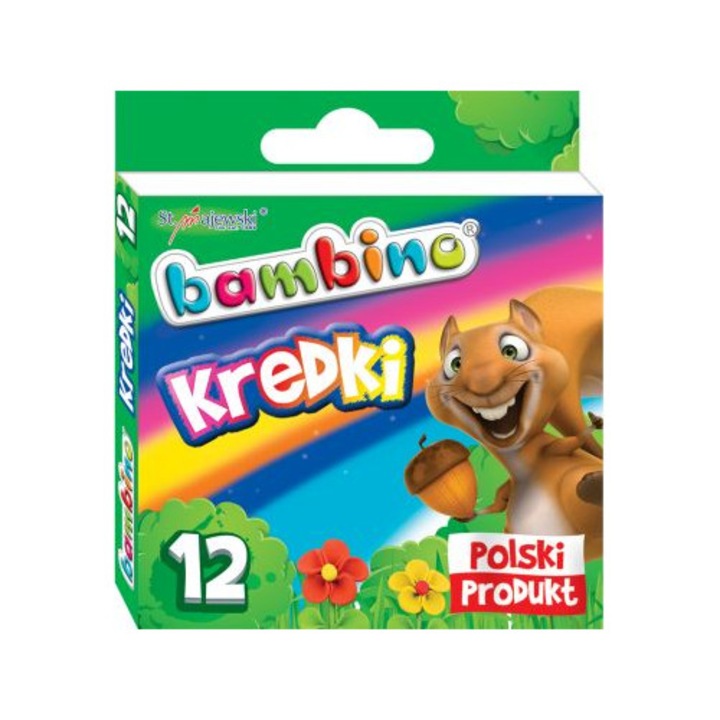 Creioane colorate Bambino, set 12 culori, intensitate mare, sigure pentru copii