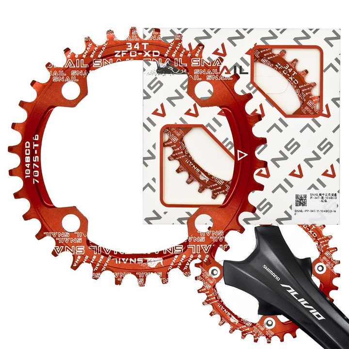 Foaie Snail pentru angrenaj 1x, 104 BCD, 34T, Narrow Wide, rosie