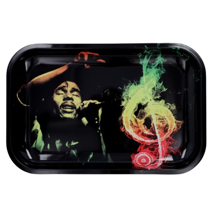 Tava metalica Gentelo 27x16cm, motiv reggae, pentru uscare tutun