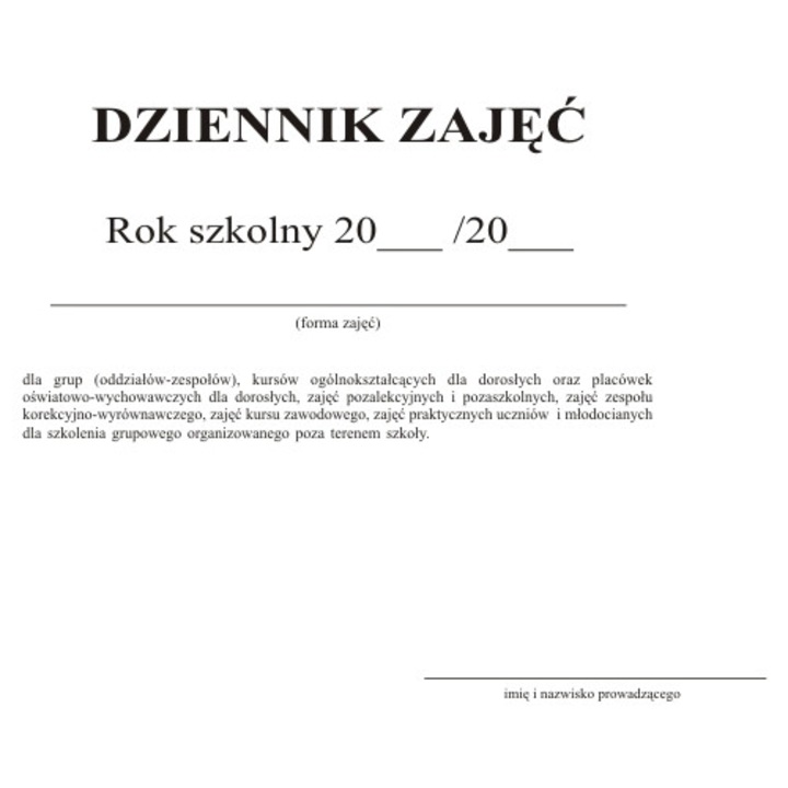 Dziennik zajec pozalekcyjnych A4, TYPOGRAF, 02190I/6