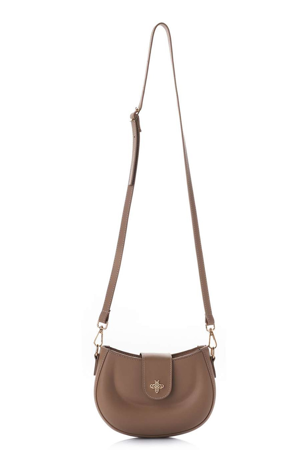 Lucky Bees, Geanta crossbody de piele ecologica cu logo metalic