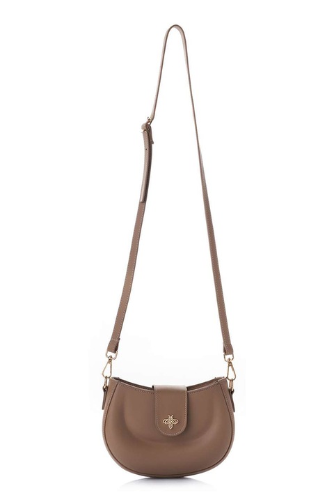 Lucky Bees, Keresztpántos műbőr táska fémlogóval, Tópbarna