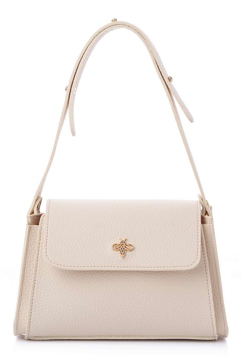 Lucky Bees, Fedőlapos műbőr válltáska, Krémszín