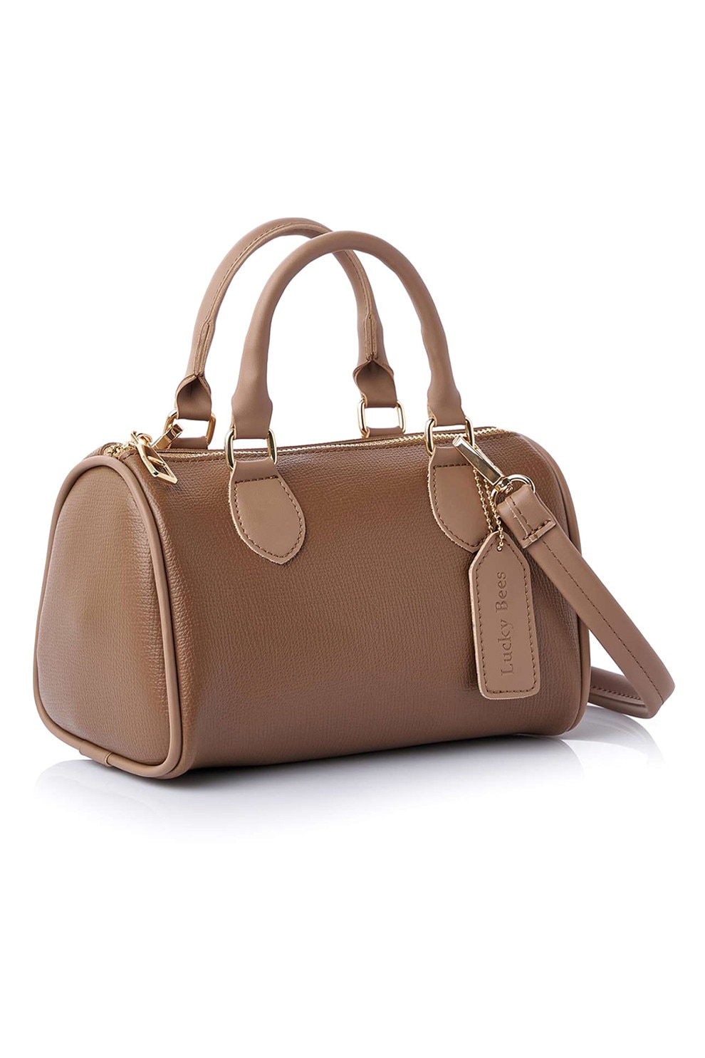 maromiki　0430 Lucky Bees, Geanta duffle mica din piele ecologica, Maro camel