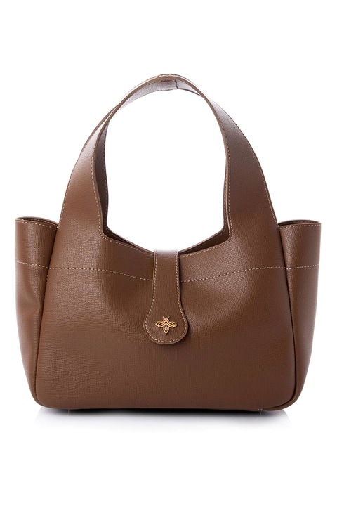 Lucky Bees, Geanta din piele ecologica cu bareta de umar, Maro scortisoara