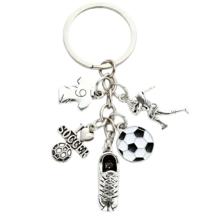 Focilabda, futbal, stoplis, mez rozsdamentes acél kulcstartó, 9, 3 cm r303