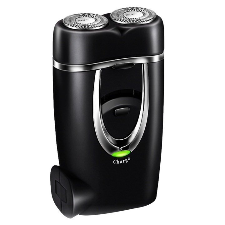 Aparat de ras electric, 2W, durabil, reducere a zgomotului bas, 600mAh, ergonomic, compact si portabil, negru