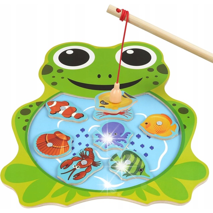 Interaktív játék gyerekeknek, Vicloon, mágneses horgászkészlet, 2 horgászbot, környezetbarát anyagok, 3+ éveseknek