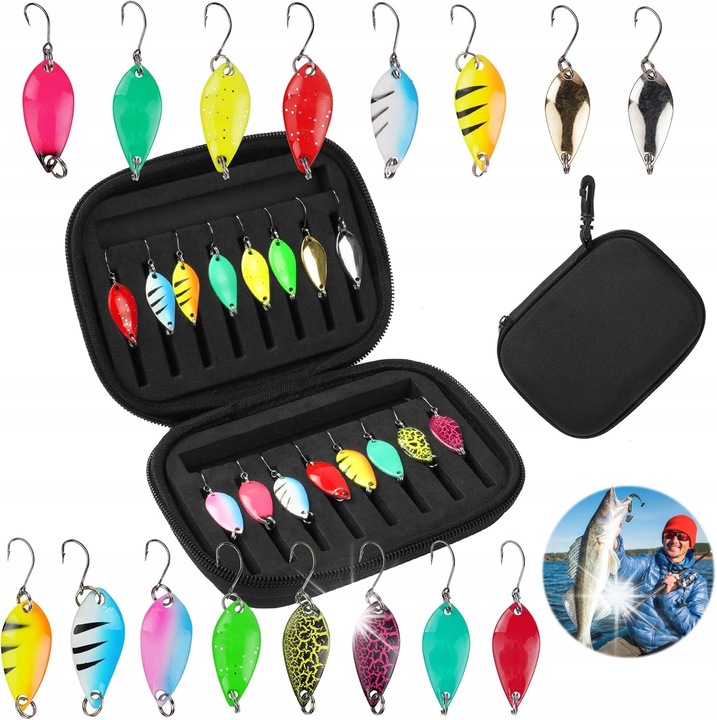 Horgászkészlet 16 horoggal, botok nagy halakhoz, változatos színekben, különböző méretekben, hordtáskával