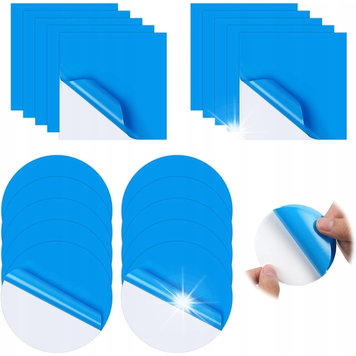 Medence javító készlet 20x öntapadós PVC tapasz, különböző formák, ellenálló, 7cm, 7x7cm, 25x10cm