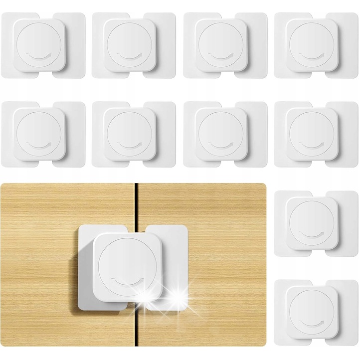 Комплект 10 предпазни ключалки за деца, Vicloon, устойчиви материали, лесен монтаж, бял