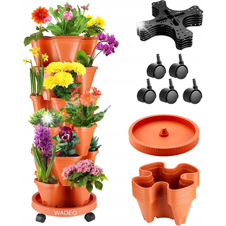 Turn de plante cu 6 ghivece, Wadeo, 86cm, design universal, usor de mutat