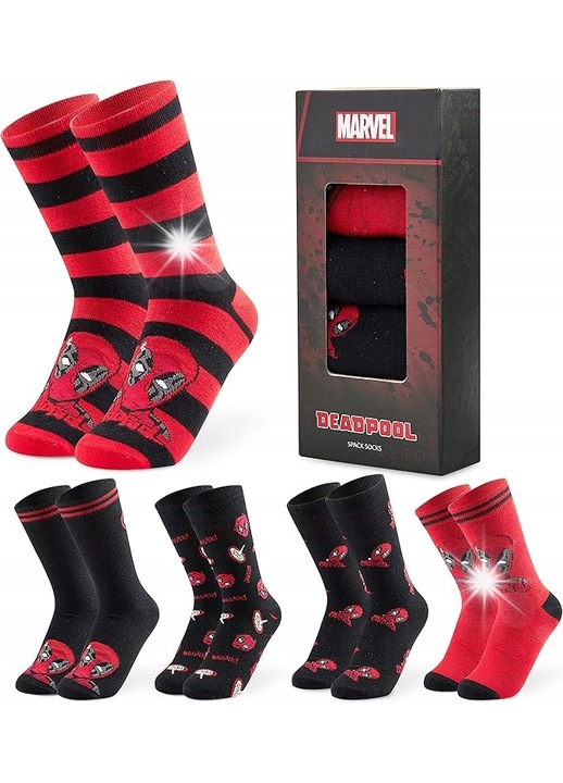 Мъжки чорапи, Дедпул, комплект от 5 чифта, памук, 39-46