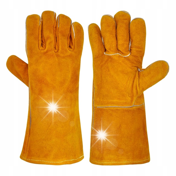Кожени защитни ръкавици, WOKICOR, огнеупорни, големи, кафяв цвят, универсален размер