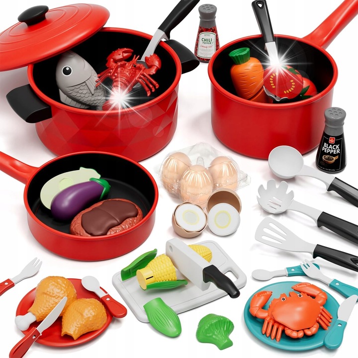 Gyerekkonyha szett, főző kiegészítők, többszínű, XL