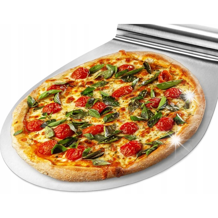 Rozsdamentes acél pizzaspatula, COM-FOUR, 31x26cm, hőálló, mosogatógépben mosható
