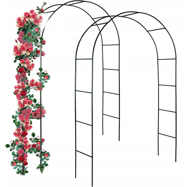 Fém pergola kúszónövényekhez, 2 darab, zöld, 240x140x38 cm, dekoratív és funkcionális