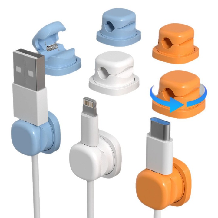 Органайзер за кабели 6 броя, черен, силно лепило, 3x1см