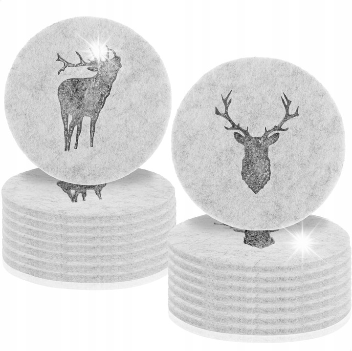 16 db filc poháralátét készlet, szarvas motívummal, 10 cm