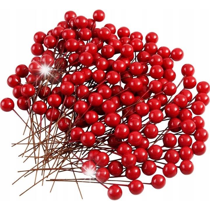 Комплект 150 клона горски плодове, Ягоди, Декорация за Есента и Празници, 6см, червен