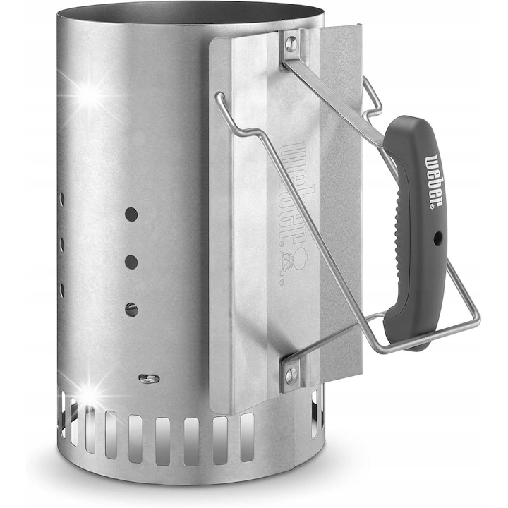 Grillgyújtó kosár, 32 cm, nagy kapacitású, horganyzott acél szerkezet, grillhez, faszénhez vagy gázhoz