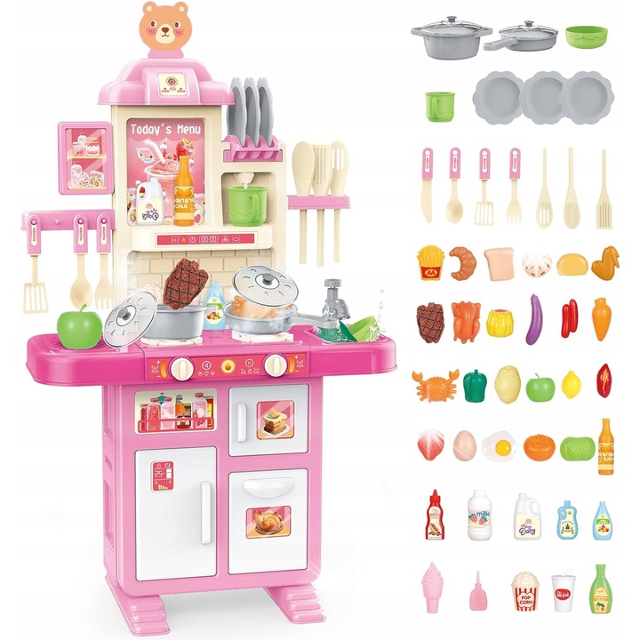 Gyerek játszókonyha, nagy szett 69x, hangeffektek, 79cm, többszínű